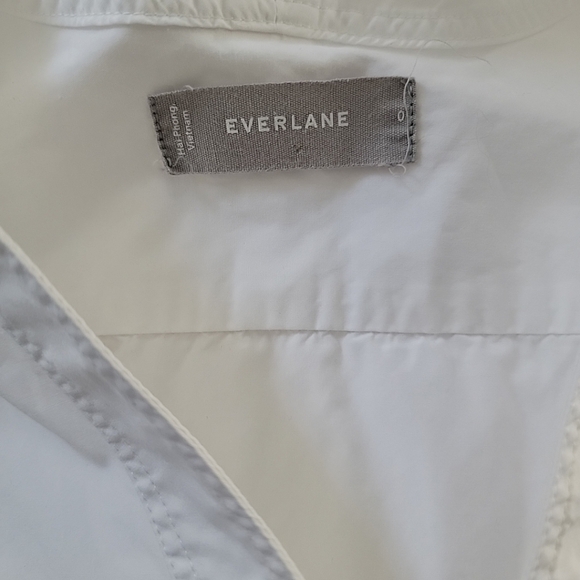 Everlane The Poplin V-Neck 100% Cotton Tunic Shirt in White Oversized Size 0 - Picture 5 of 5